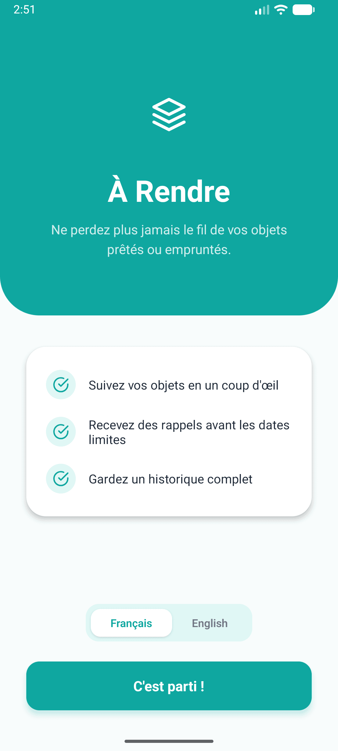 A Rendre: capture de l’application